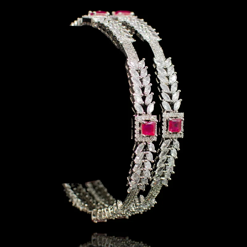 Ladies bridal bracelet-Millie Bangles - Ruby