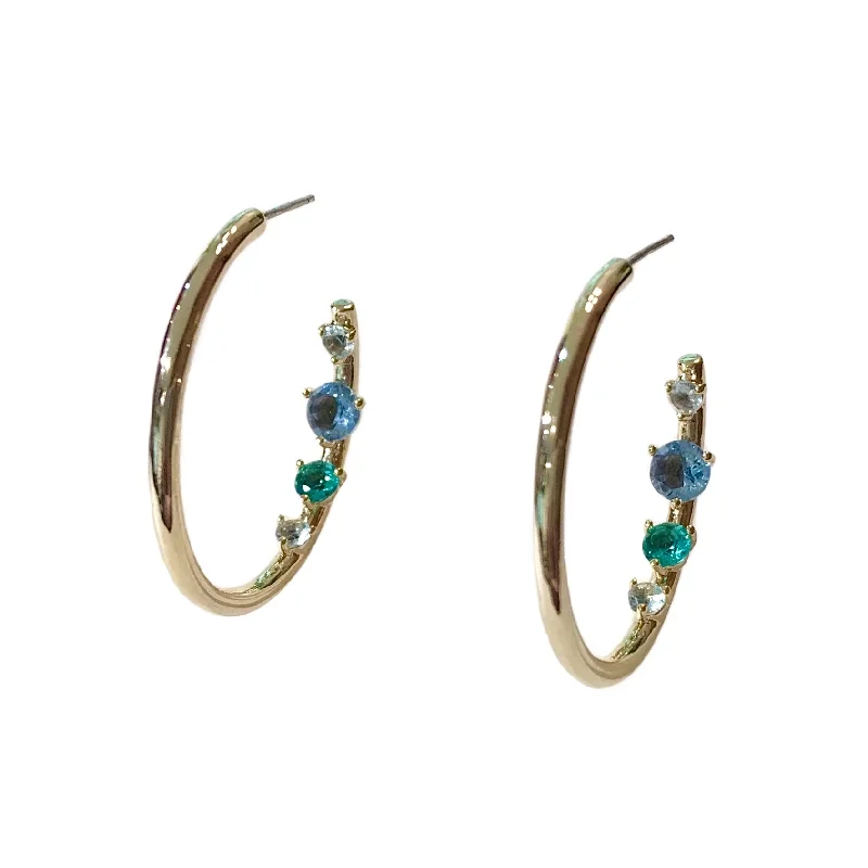 Ladies gold drop earrings-Kerry Back Studded Hoops