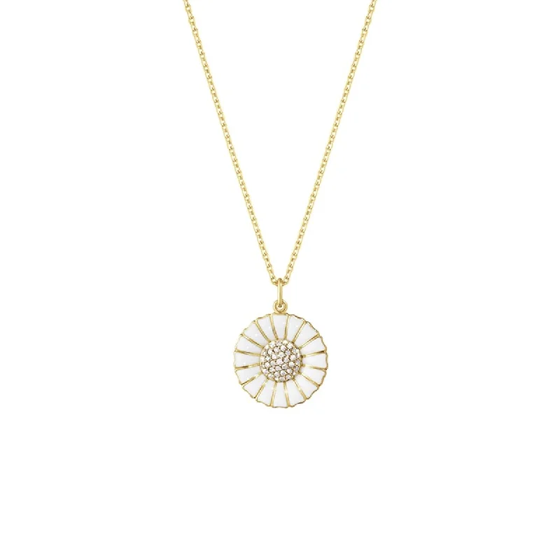 Ladies double chain necklace-Daisy 180 mm. Gold Plated Necklace w. Diamonds, 0.19 ct.