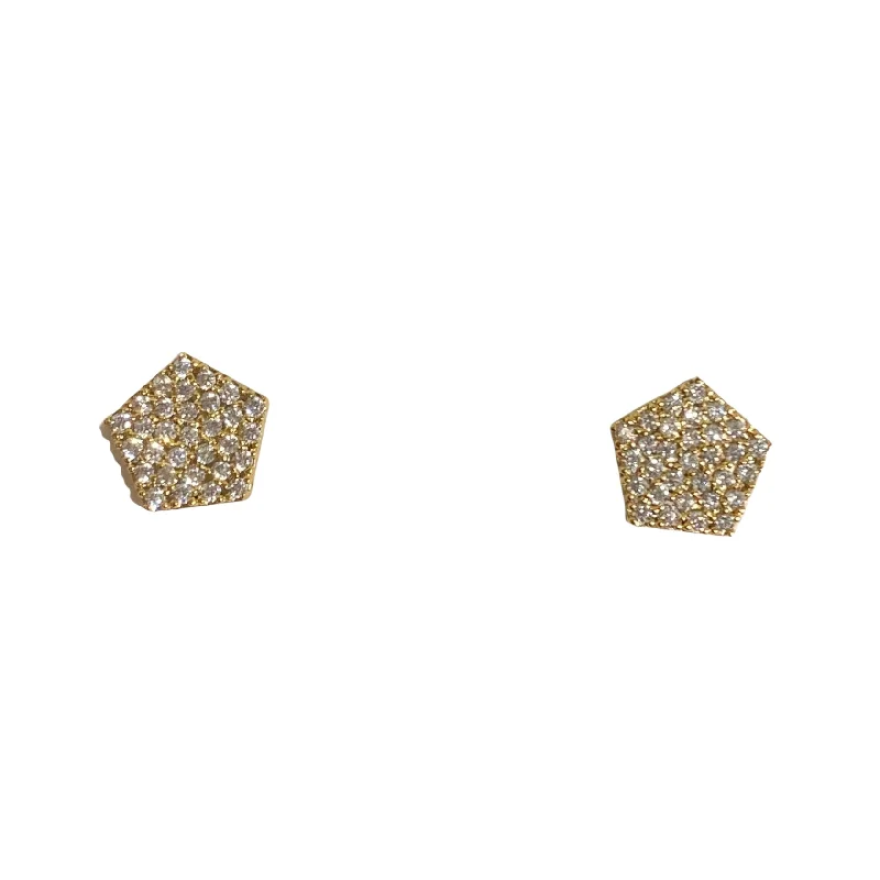 Ladies gold stud earrings-Geovana Pentagon Studs