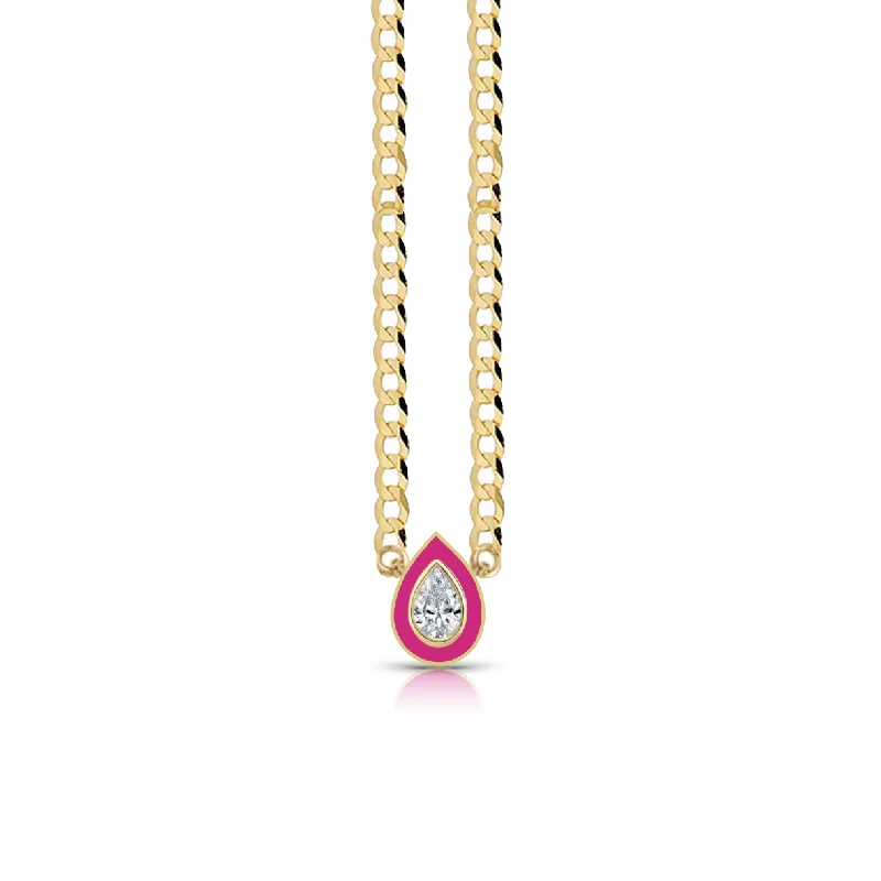 Ladies sapphire pendant necklace-Mixed Shapes Enamel Diamond Pendant Cuban Link Necklace