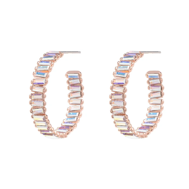 Ladies ear chain earrings-Baby Serena Hoops in Rose Gold Unicorn