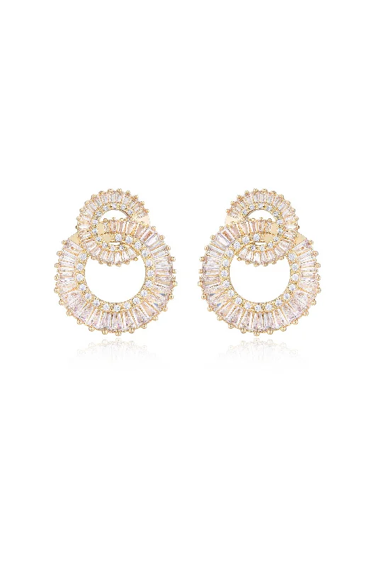 Ladies hoop earrings with pearls-Rotating Circles Crystal Earrings