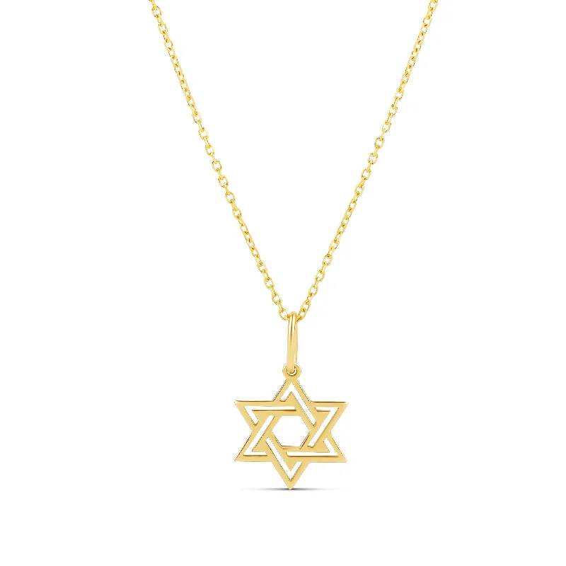 Ladies gold pendant necklace-Solid Danity Star of David