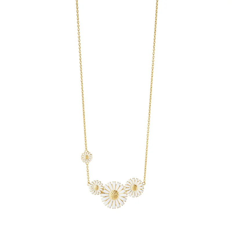 Ladies butterfly necklace-Daisy Four Flower Gold Plated Necklace