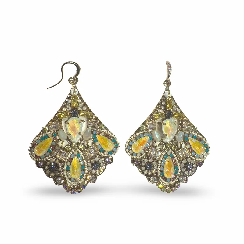 Ladies crystal earrings-Noellery Antique Sparkle Statement Earrings