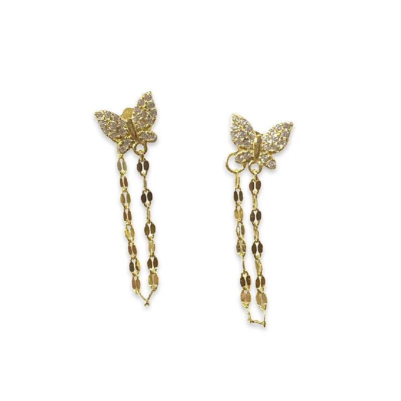 Ladies birthstone earrings-Sweet Butterfly Chain Earring