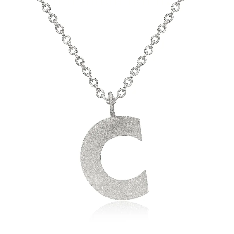 Ladies gold pendant necklace-Letter C Silver Necklace