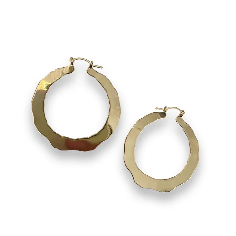 Ladies bridal earrings-Brianna Gold Filled Flat Ripple Hoops