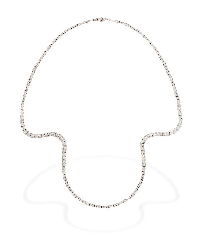 Ladies tennis necklace-Aurora Pavé 18K Whitegold Necklace w. Diamonds