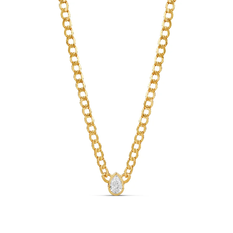 Ladies minimalistic necklace-Statement Fancy Diamond Bezel Cuban Link Necklace