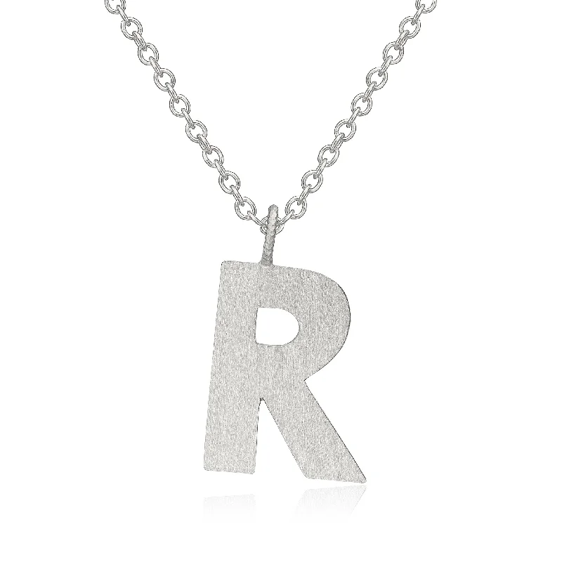 Ladies sapphire necklace-Letter R Silver Necklace