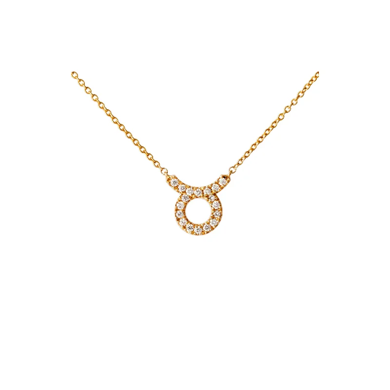 Ladies bridal necklace-Petit Sign Taurus 18K Gold Necklace w. Diamonds