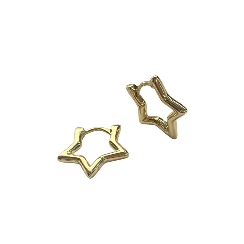 Ladies luxury diamond earrings-Haggy Star Outline Huggies