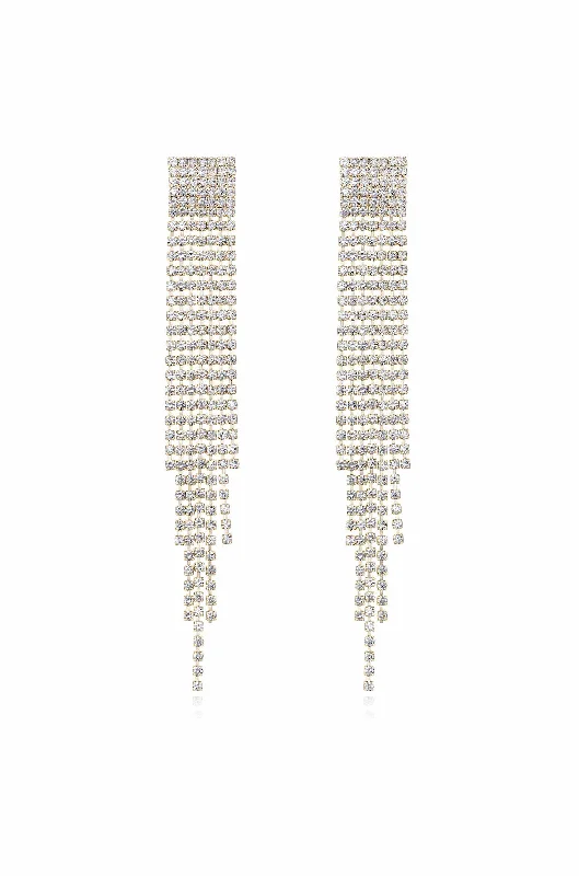 Ladies adjustable earrings-Crystal Fringe Dangles