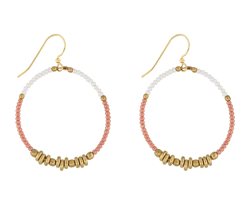 Ladies platinum earrings-***NEW*** <br> Colorblocked Brass Hoops <br> Terracotta