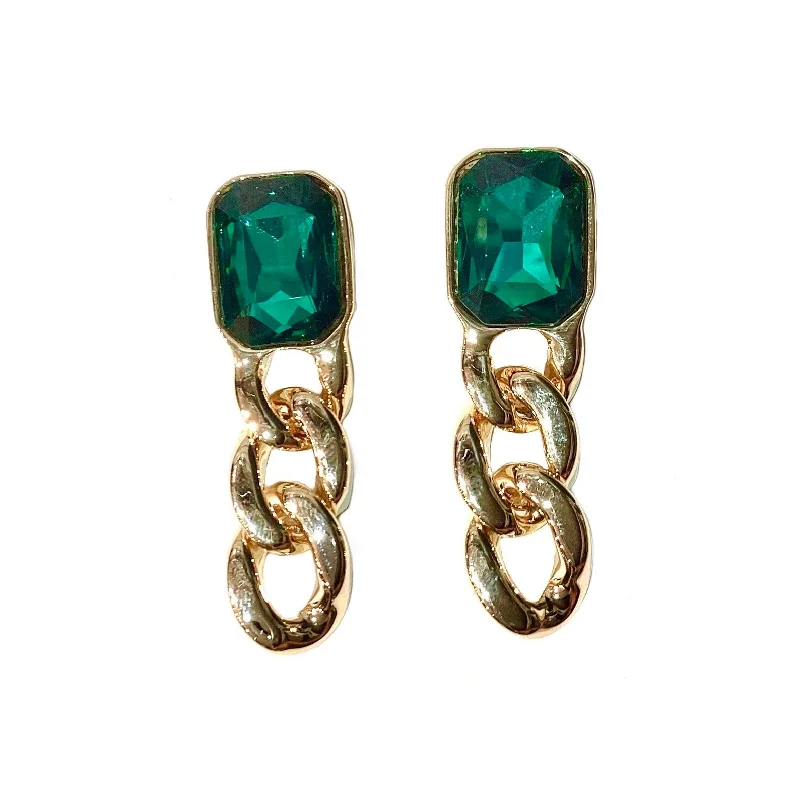 Ladies emerald earrings-Kerry Bold Chain Studs