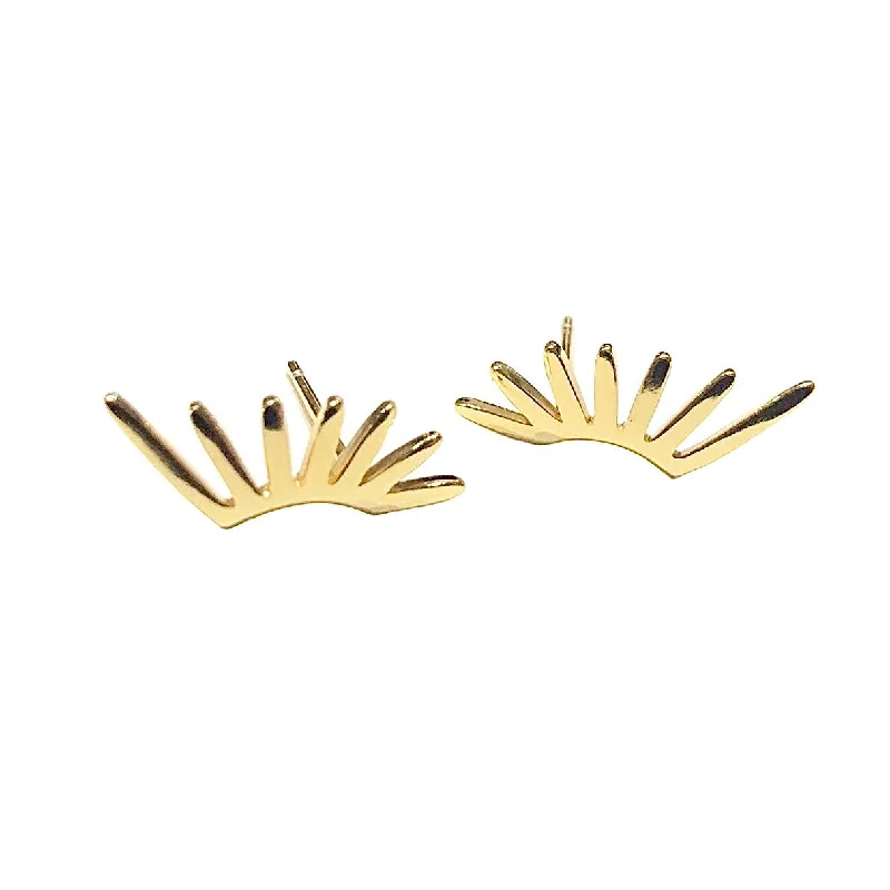 Ladies gold dangle earrings-Spikes Studs