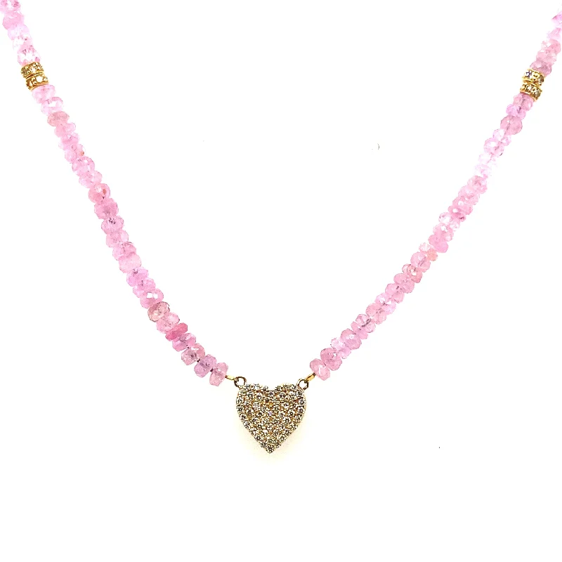 Ladies custom necklace-Reversible Ruby & Diamond Pave Heart Necklace