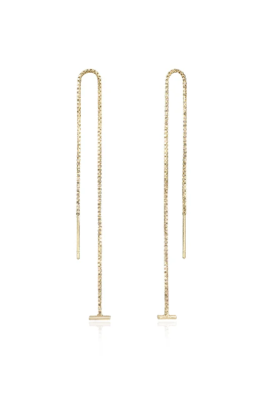 Ladies statement hoop earrings-Single Chain Threader Earrings