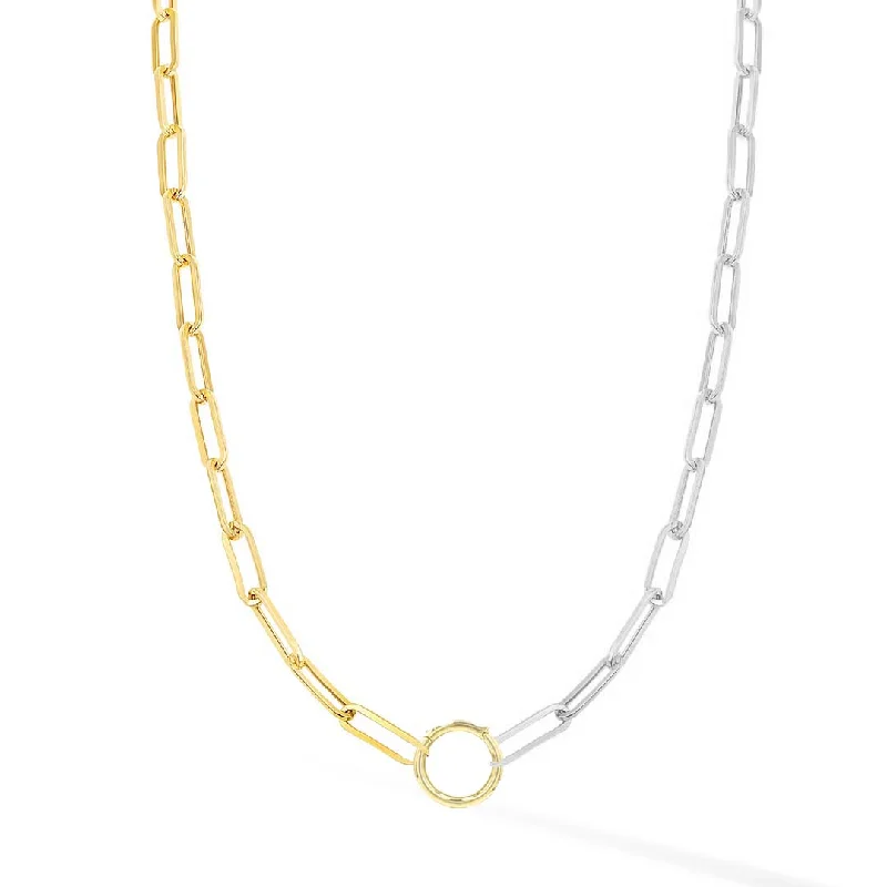 Ladies statement chain necklace-Two-Tone Paperclip Necklace + Enhancer clasp