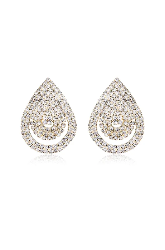 Ladies pearl and diamond earrings-Sparkle Teardrop Stud Earrings