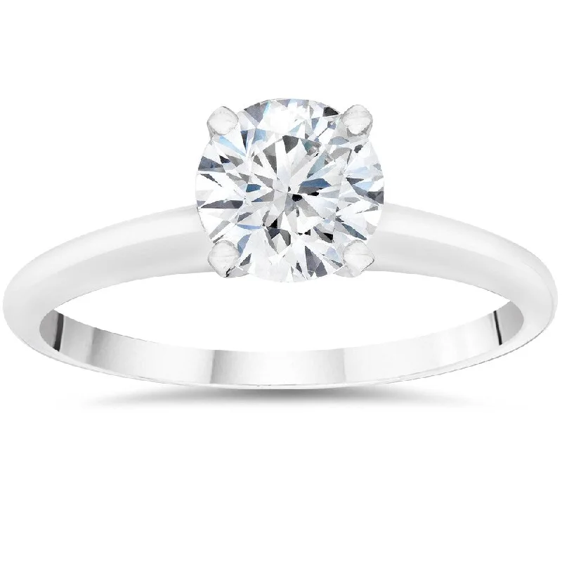 Ladies designer engagement rings-1ct Round Diamond Solitaire Engagement Ring