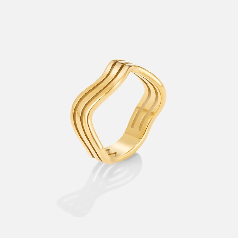 Ladies stackable rings-Siren Gold Ring