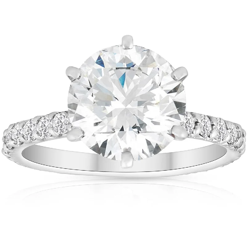 Ladies eternity engagement rings-I/VS2 3.75Ct Diamond Engagement Ring 14k White Gold Lab Grown