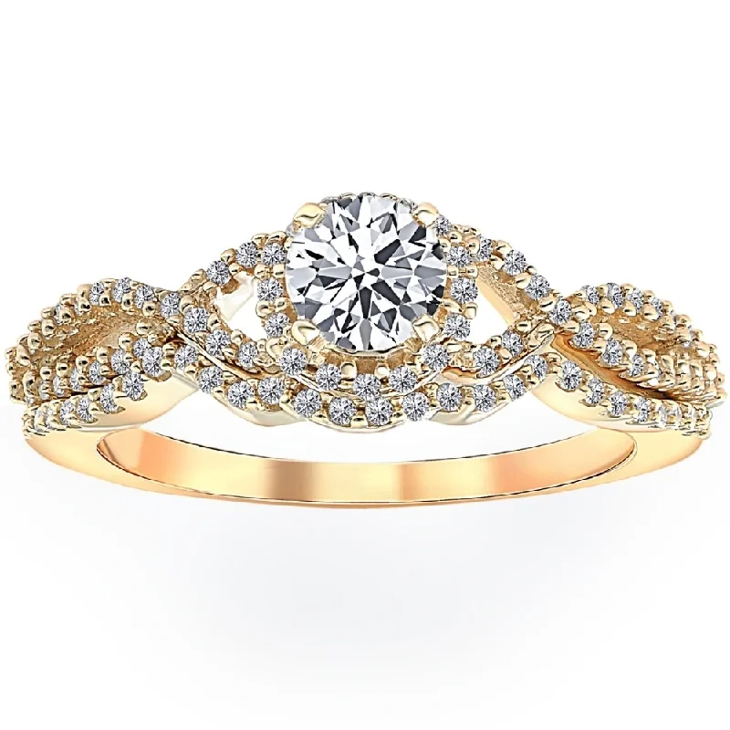 Ladies diamond eternity engagement rings-3/4 Ct Diamond Engagement Infinity Wedding Ring Set 14k Yellow Gold