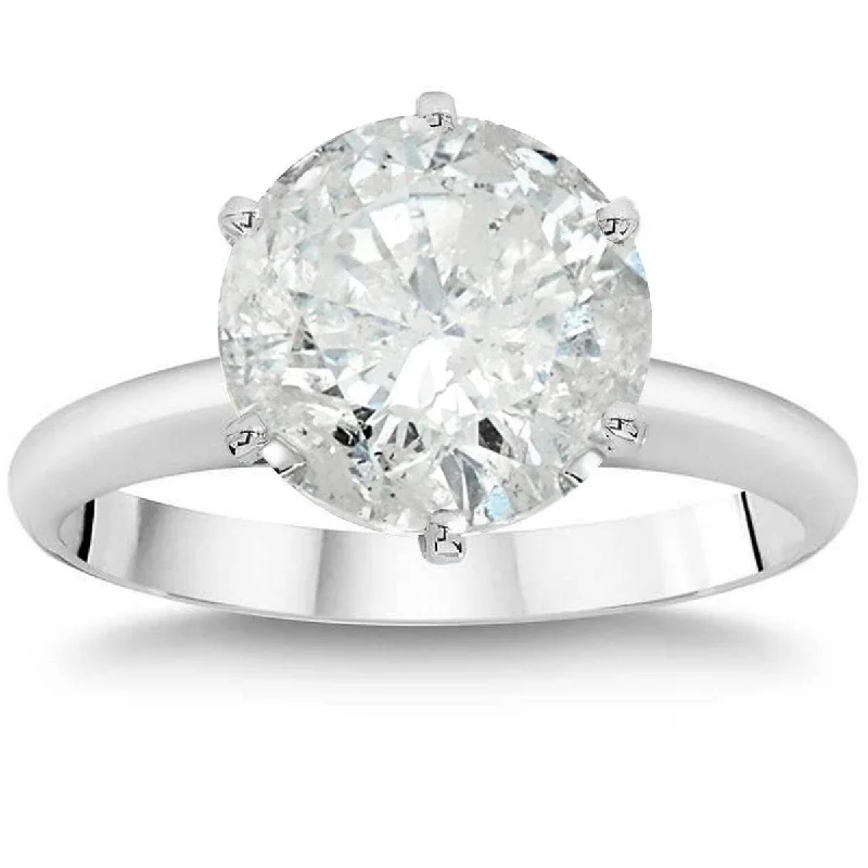 Ladies vintage style engagement rings-3ct Enhanced Round Diamond Solitaire Engagement Ring 14K White Gold