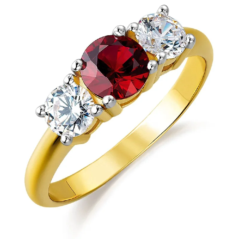 Ladies silver engagement ring-Tru-Ruby Trilogy Ring