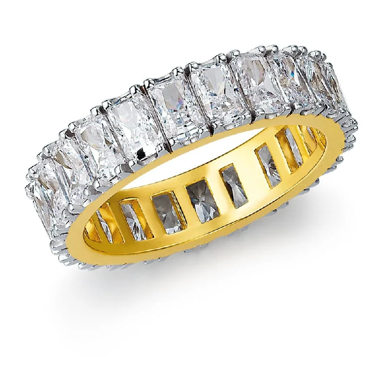 Ladies solitaire diamond engagement ring-Radiant Cut Eternity Ring