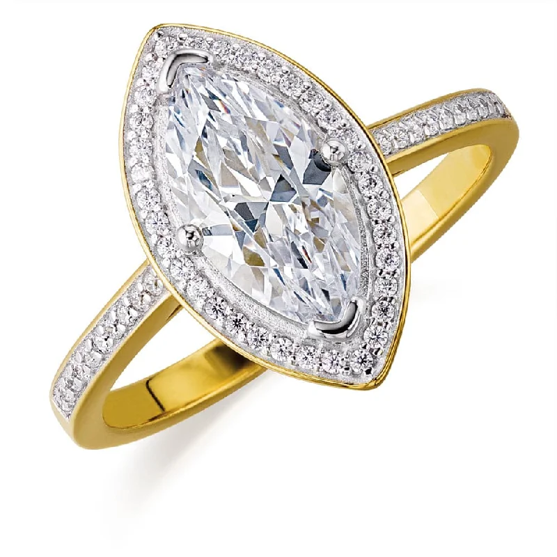 Ladies vintage ring-Marquise Cut Halo Ring