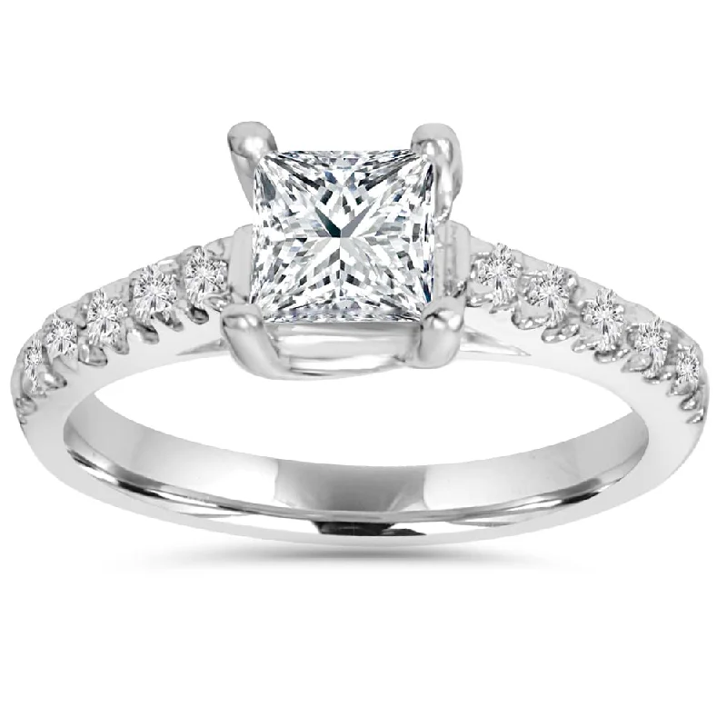 Ladies antique style engagement rings-14k White Gold 1 1/4ct TDW Diamond Clarity Enhanced Engagement Diamond Ring