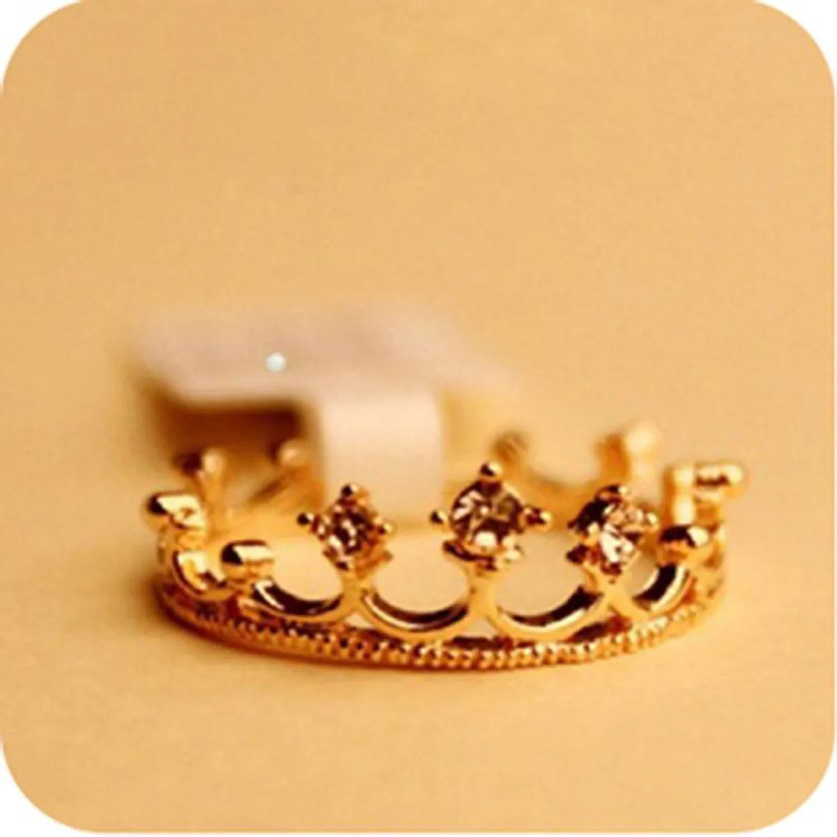 Ladies stackable engagement ring-Korean Version Of The Small Pepper Crown Princess Ring