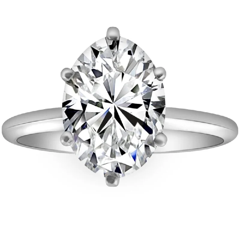 Ladies heirloom engagement rings-VS 3CT Platinum Oval Diamond 6-Prong Solitaire Engagement Ring Lab Grown