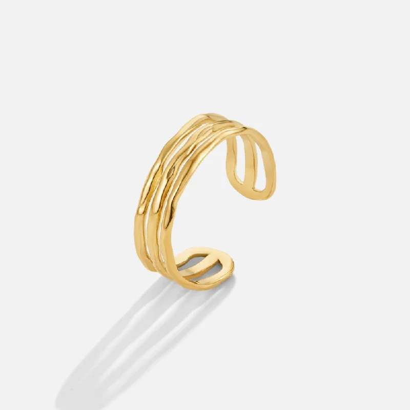 Ladies wedding anniversary ring-Ohio Layered Gold Ring