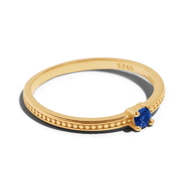 Ladies platinum ring-THE EMMA RING BLUE - 18k gold plated