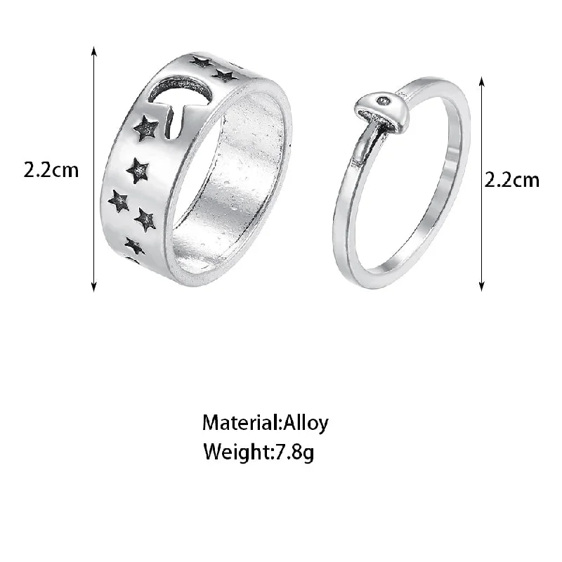 Ladies bridal ring-European And American Mushroom Inlaid Ring 2-piece Ring Wholesale