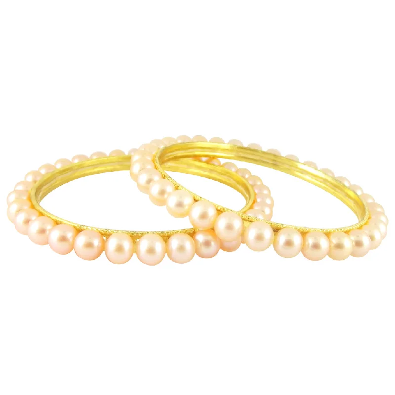 Ladies dainty bracelet-J Pearls Pink Pearl Bangles - Real Pearl Jewelry