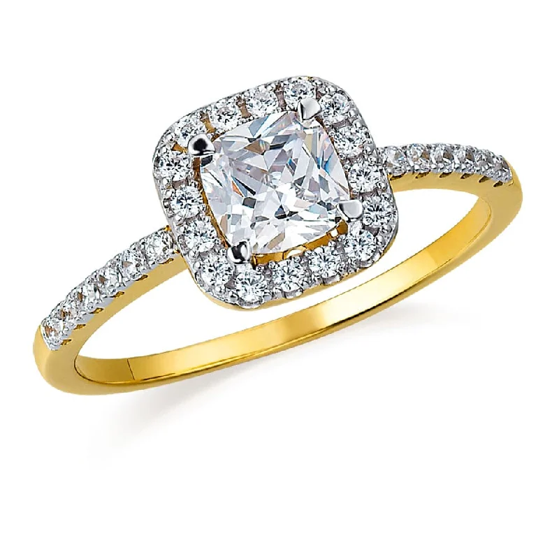 Ladies promise ring-Cushion Cut Halo Ring