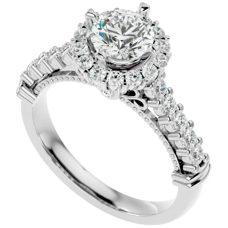 Ladies stackable engagement rings with diamonds-1 3/4Ct Halo Diamond G/SI Engagement Ring in 10k White or Yellow Gold