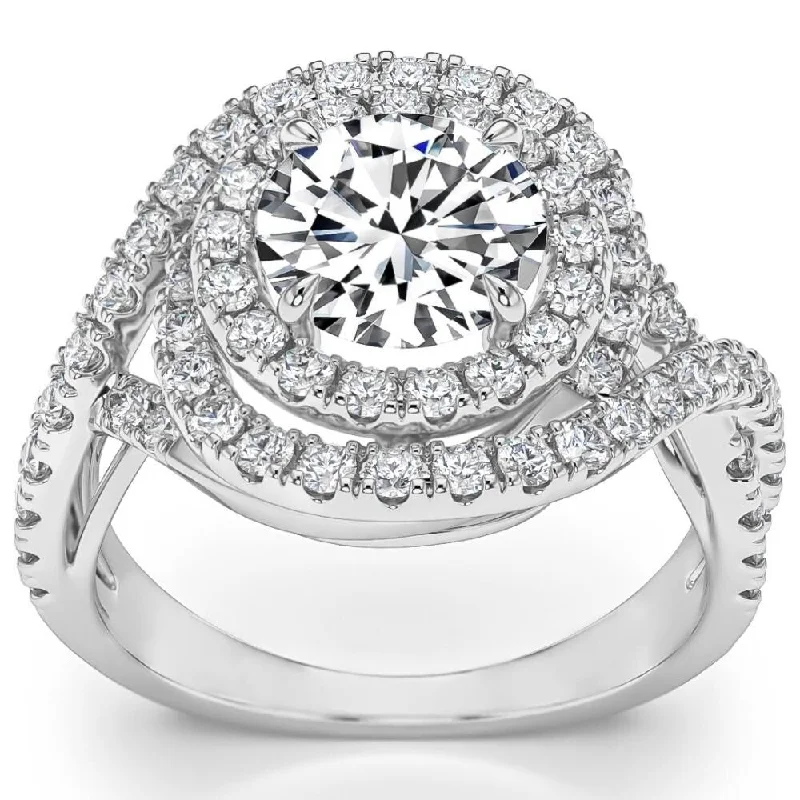 Ladies engagement rings with heart-shaped diamonds-2.65Ct Halo Lab Grown Diamond Engagement Ring White Gold