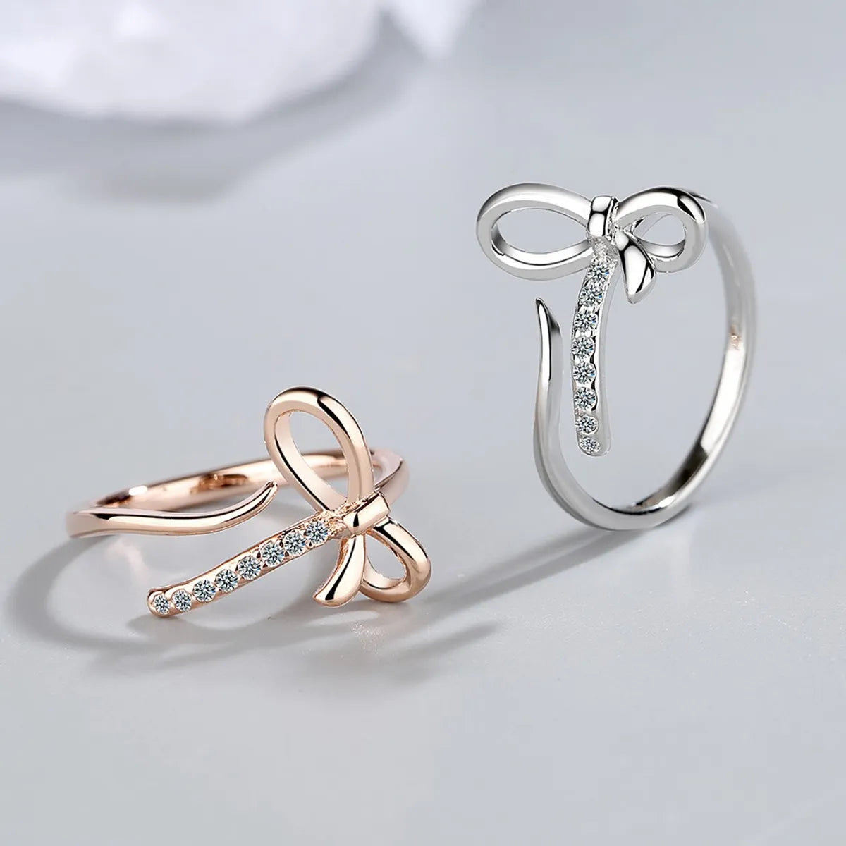 Ladies anniversary band-Simple Style Classic Style Bow Knot Copper Inlay Zircon Rings