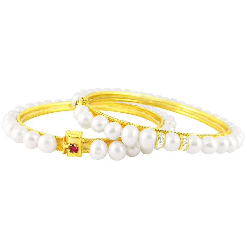 Ladies solid gold bracelet-J Pearls Precise Pearl Bangles - Real Pearl Jewelry