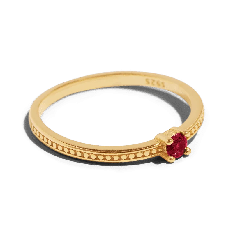 Ladies classic solitaire ring-THE EMMA RING RED - solid gold