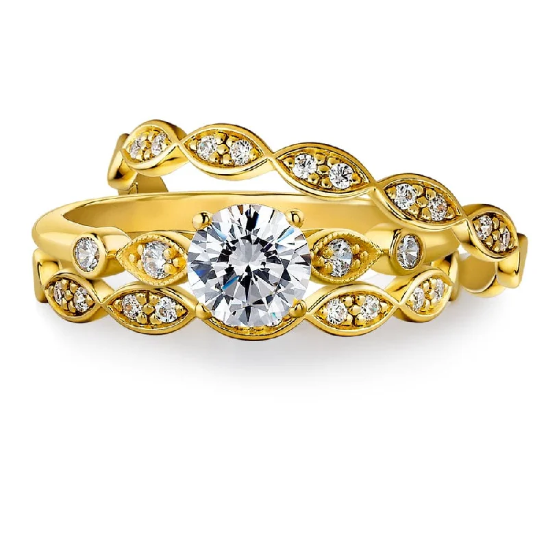 Ladies matching wedding rings-Mon Amour Ring Set