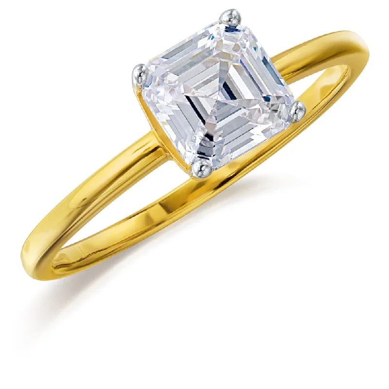 Ladies rose gold promise ring-1 ct. Asscher Cut Solitaire Ring