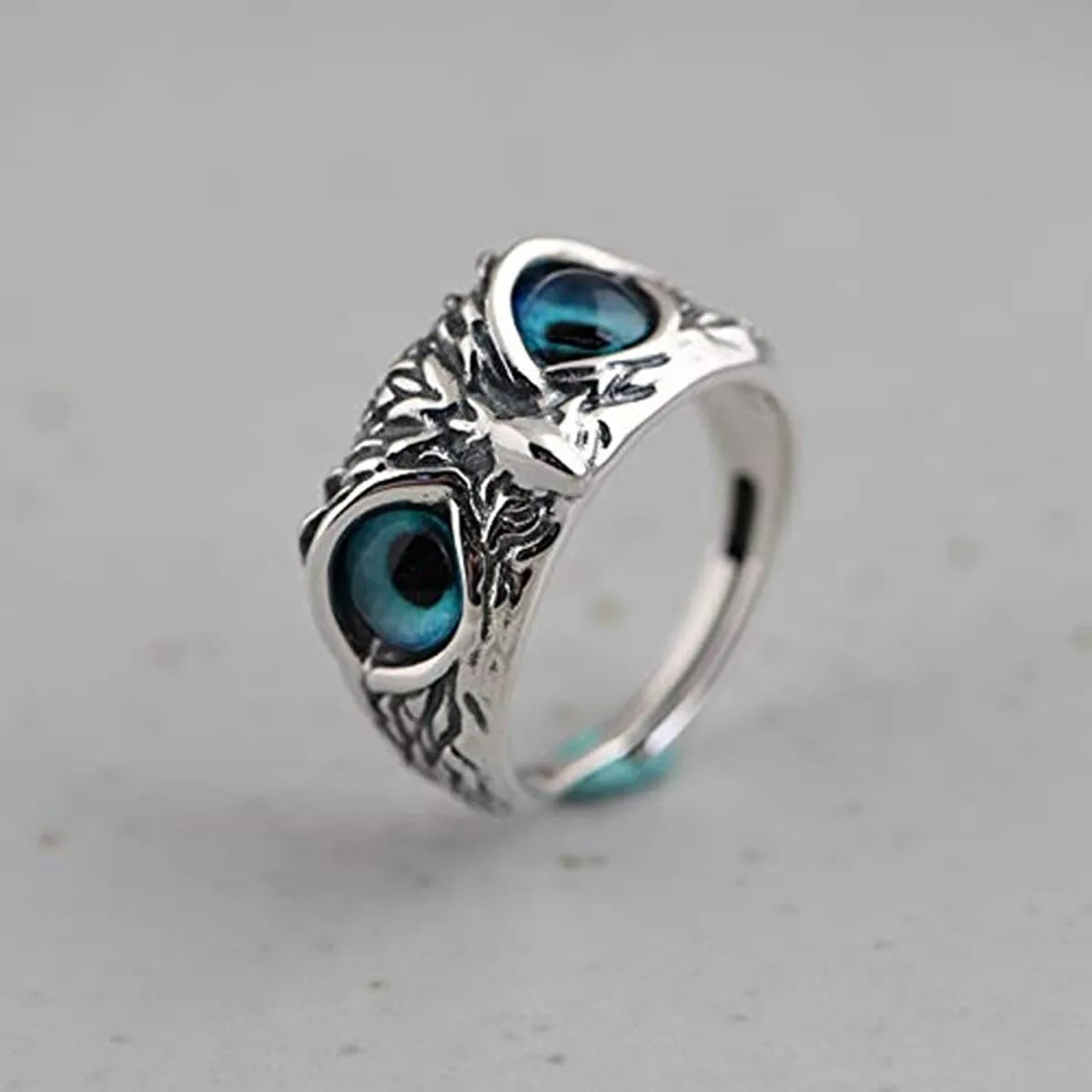 Ladies white gold diamond ring-Retro Owl Alloy Plating Artificial Gemstones Open Ring